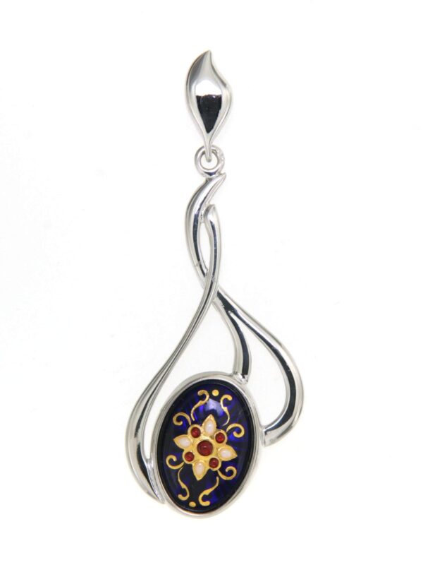 Pendentif 3 fils entrelaces grand modele bleu de sèvres