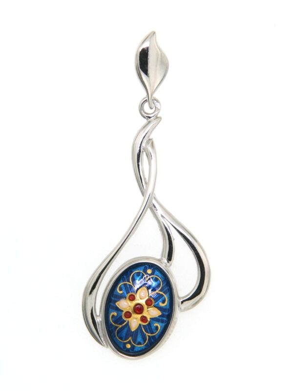 Pendentif 3 fils entrelaces grand modele bleu electrique