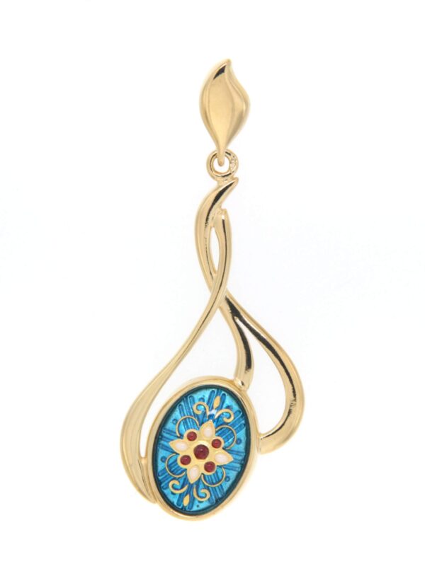 Pendentif 3 fils entrelaces grand modele bleu turquoise