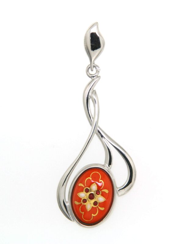 Pendentif 3 fils entrelaces grand modele orange