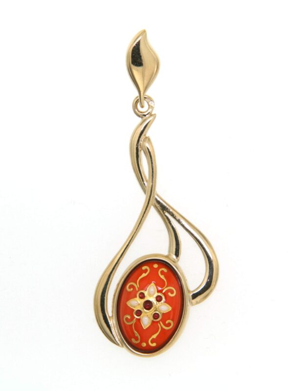 Pendentif 3 fils entrelaces grand modele orange