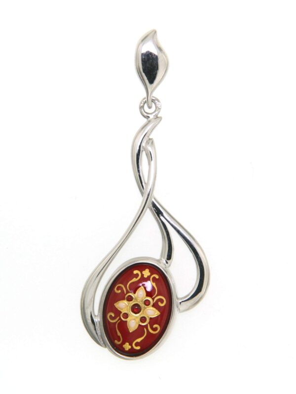 Pendentif 3 fils entrelaces grand modele rouge cerise