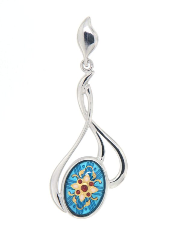 Pendentif 3 fils entrelaces grand modele turquoise