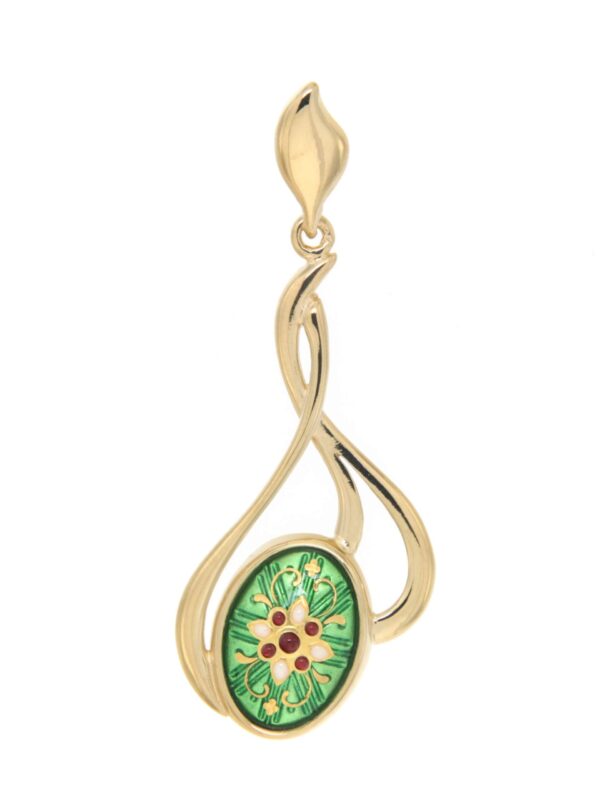 Pendentif 3 fils entrelaces grand modele vert chartreuse