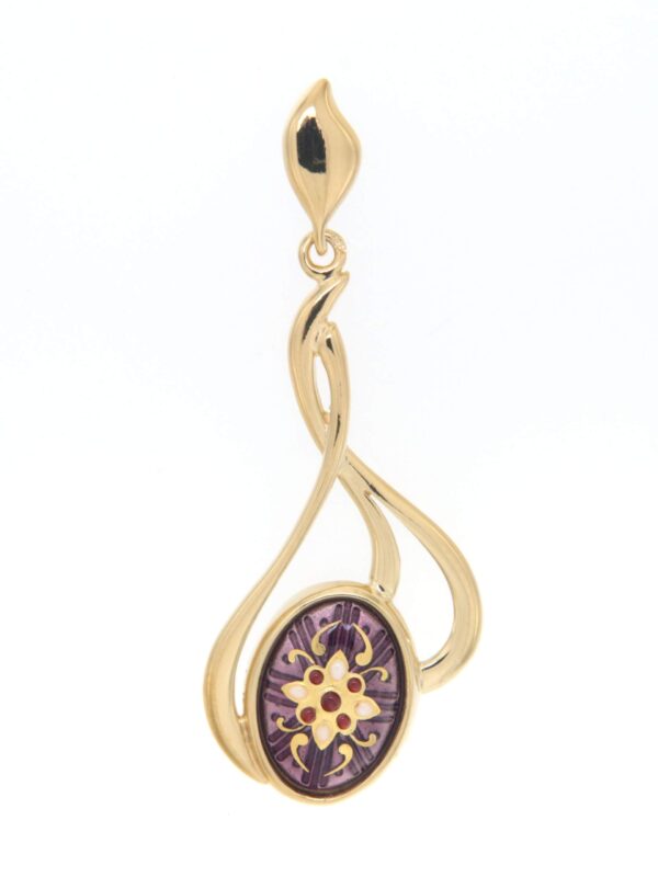 Pendentif 3 fils entrelaces grand modele violet lilas