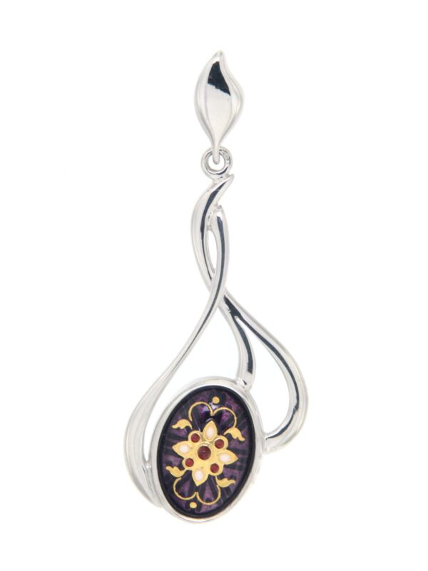 Pendentif 3 fils entrelaces grand modele violet prune