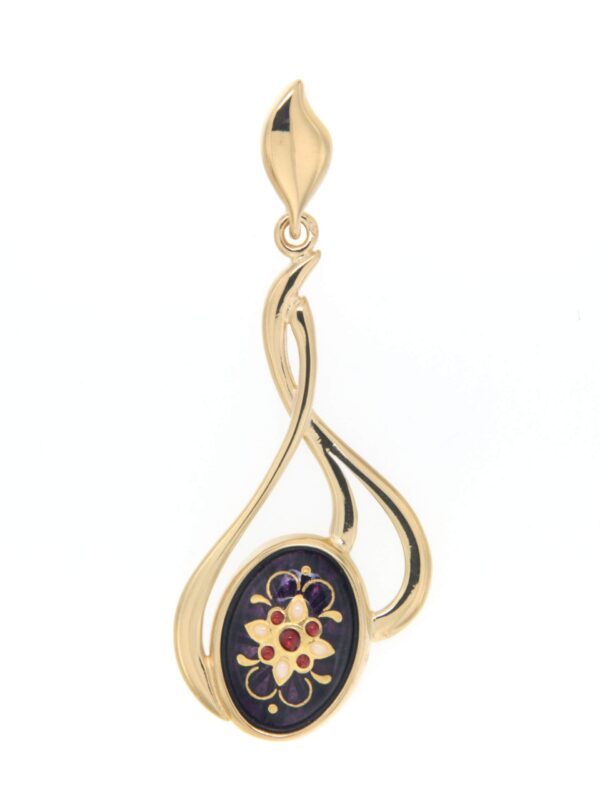 Pendentif 3 fils entrelaces grand modele violet prune
