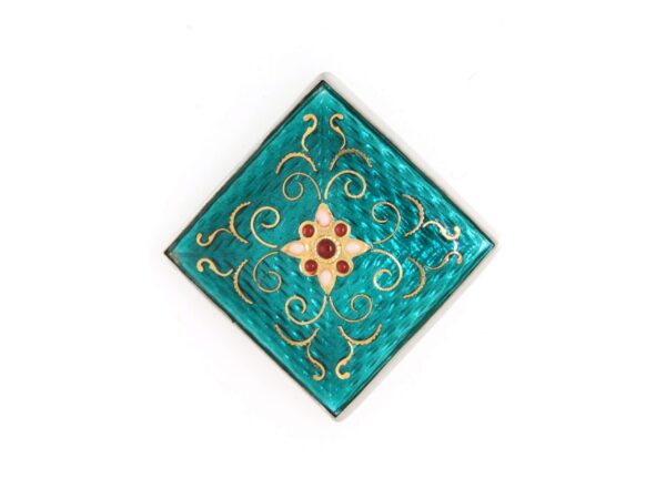Pendentif carre/losange grand modele vert bleuté