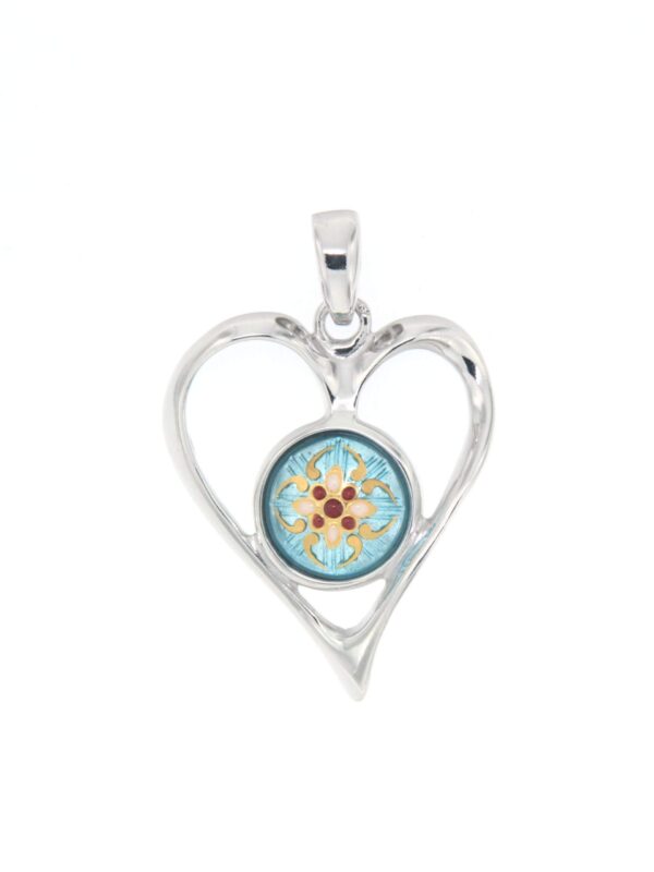Pendentif coeur ajoure grand modele bleu ciel