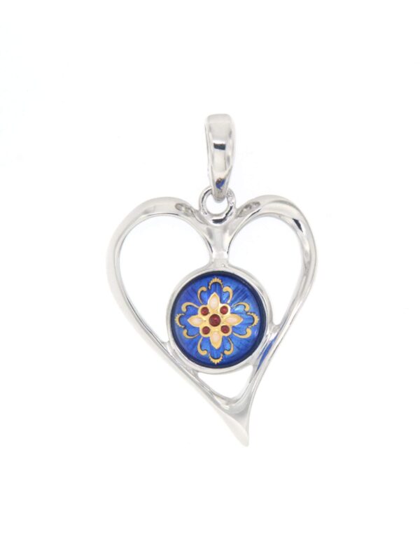 Pendentif coeur ajoure grand modele bleu de bresse