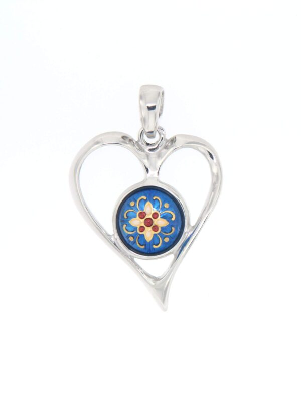 Pendentif coeur ajoure grand modele bleu electrique