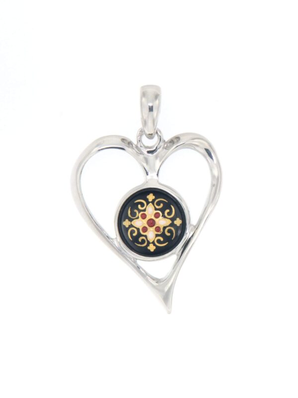 Pendentif coeur ajoure grand modele noir
