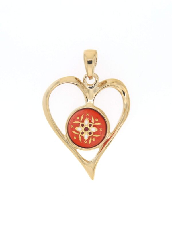 Pendentif coeur ajoure grand modele orange