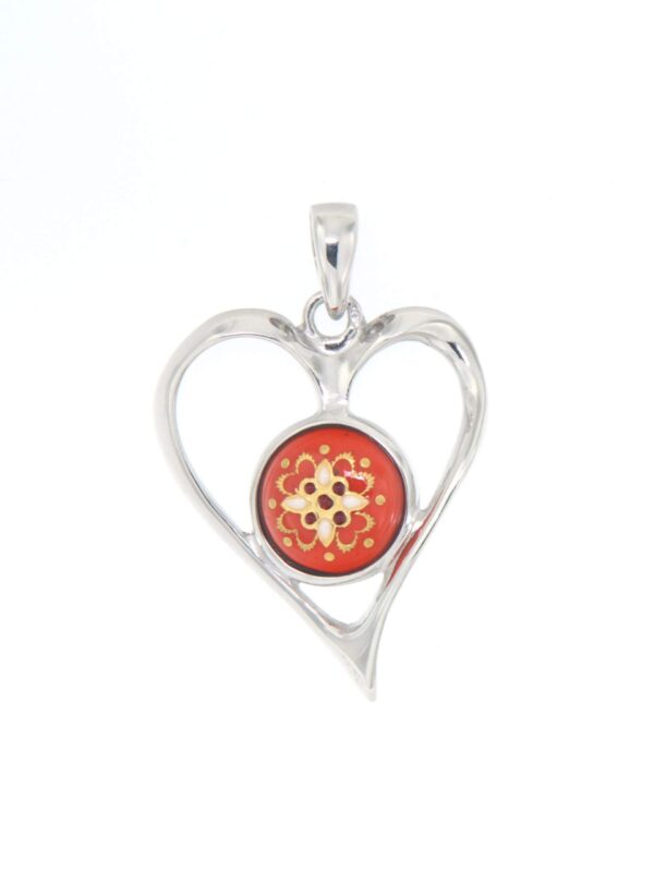Pendentif coeur ajoure grand modele orange