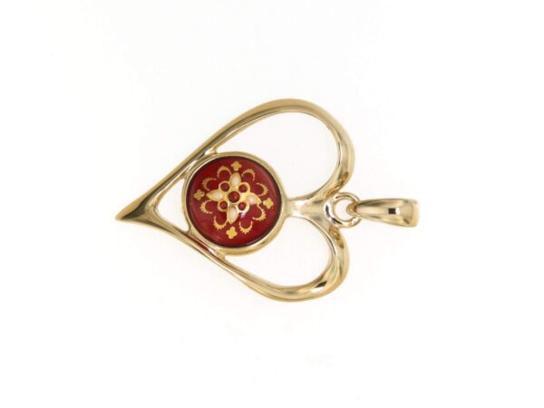 Pendentif coeur ajoure grand modele rouge cerise