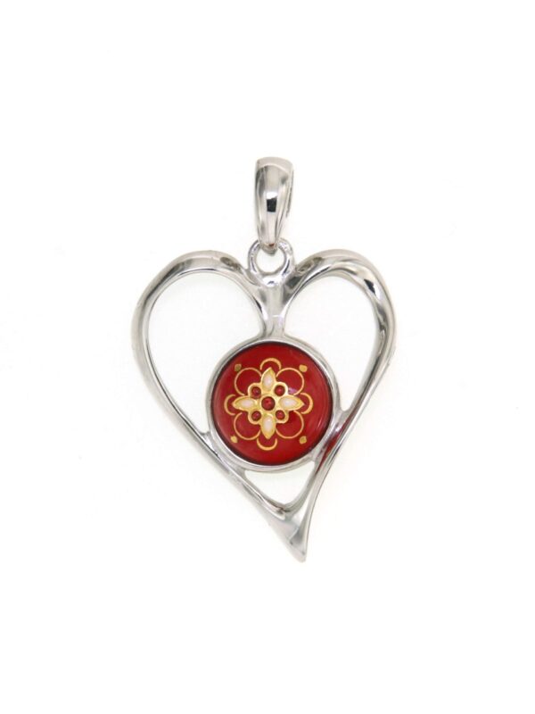 Pendentif coeur ajoure grand modele rouge cerise