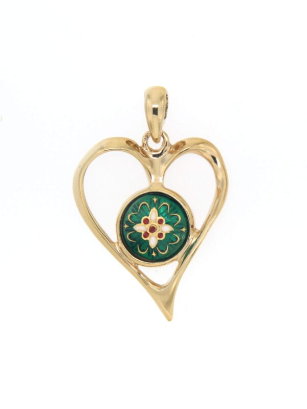 Pendentif coeur ajoure grand modele vert