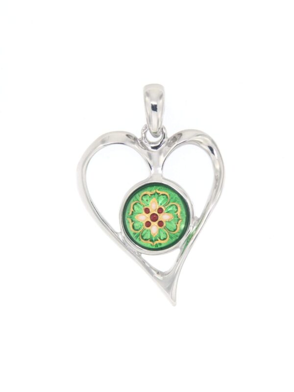 Pendentif coeur ajoure grand modele vert chartreuse