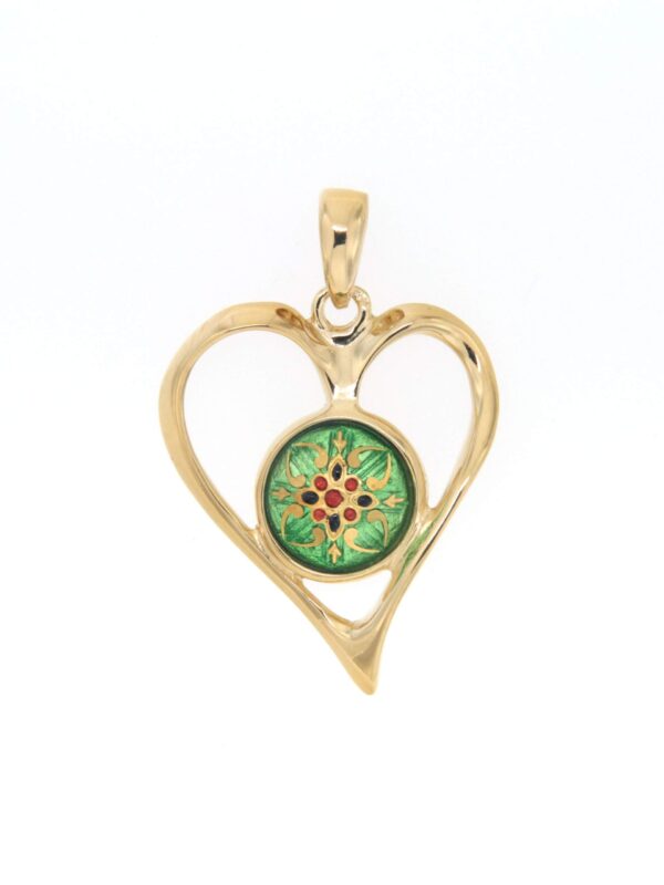 Pendentif coeur ajoure grand modele vert chartreuse
