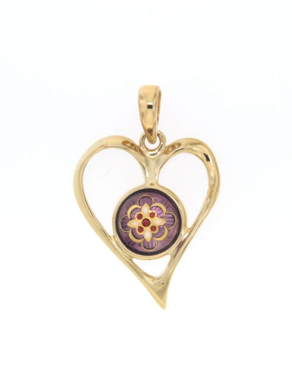 Pendentif coeur ajoure grand modele violet lilas