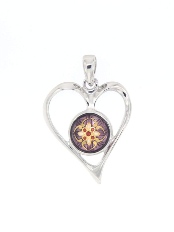 Pendentif coeur ajoure grand modele violet lilas