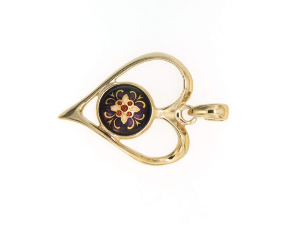 Pendentif coeur ajoure  grand modele violet prune