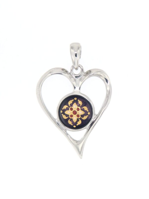 Pendentif coeur ajoure grand modele violet prune