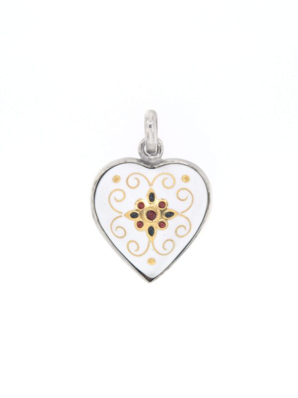 Pendentif coeur moyen modele bombe  blanc