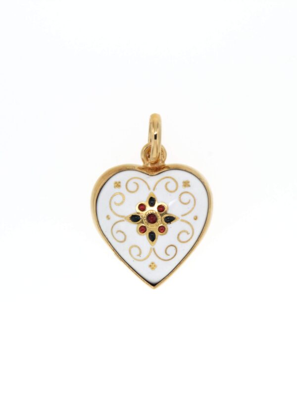 Pendentif coeur moyen modele bombe blanc