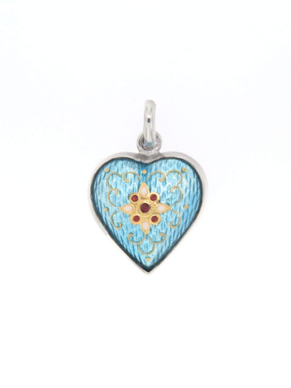 Pendentif coeur moyen modele bombe  bleu ciel