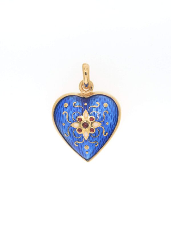 Pendentif coeur moyen modele bombe bleu de bresse