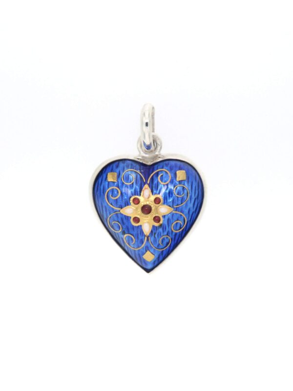 Pendentif coeur moyen modele bombe bleu de bresse