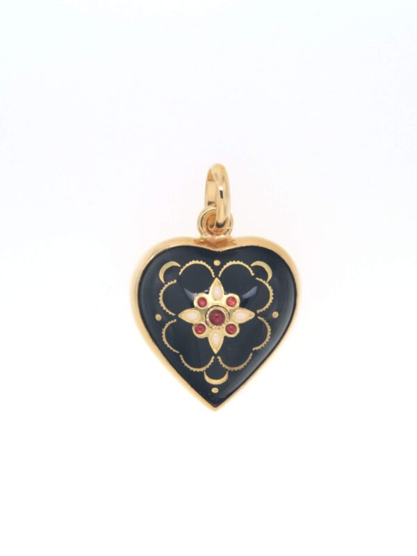 Pendentif coeur moyen modele bombe noir