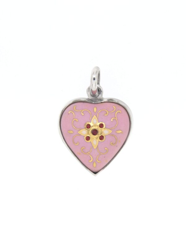 Pendentif coeur moyen modele bombe rose opaque