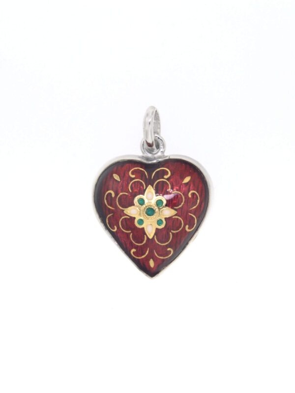 Pendentif coeur moyen modele bombe  rouge
