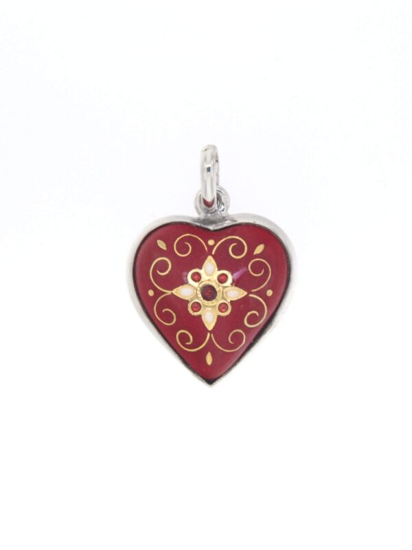 Pendentif coeur moyen modele bombe rouge cerise