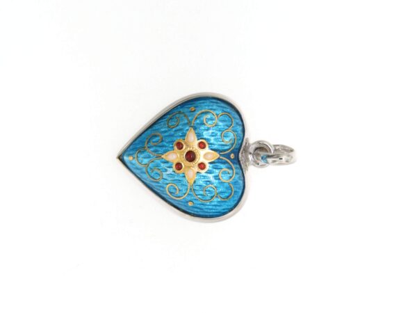 Pendentif coeur moyen modele bombe  turquoise
