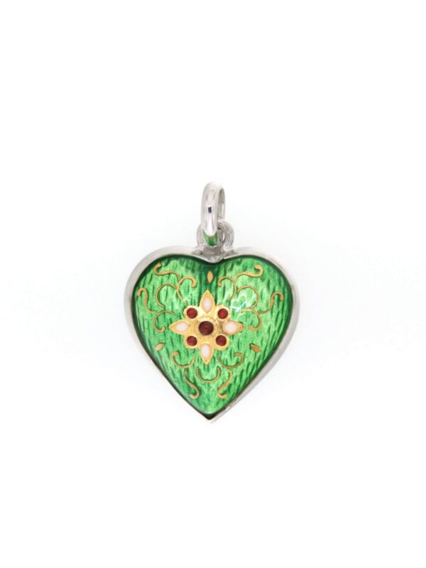 Pendentif coeur moyen modele bombe vert chartreuse