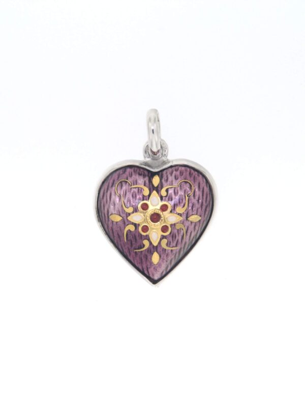 Pendentif coeur moyen modele bombe violet lilas