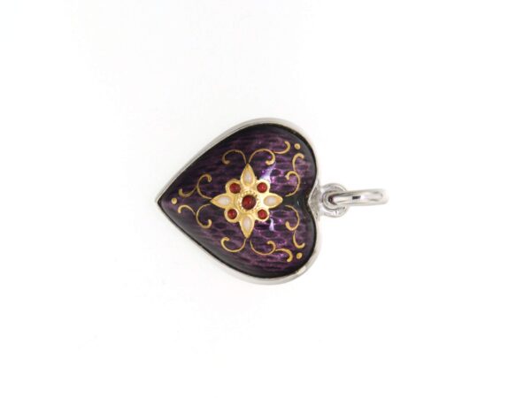 Pendentif coeur moyen modele bombe violet prune