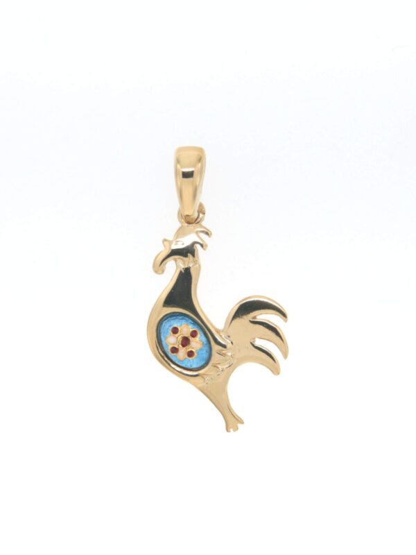 Pendentif coq petit modele bleu azur