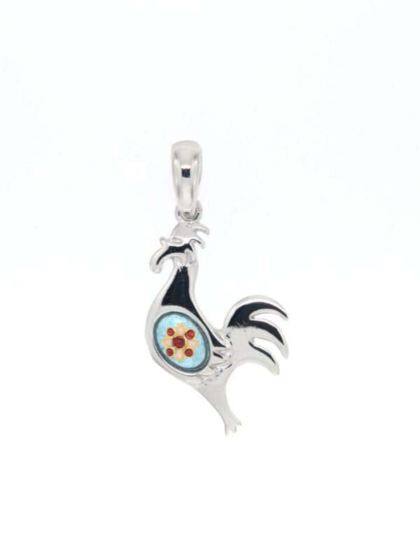Pendentif coq petit modele bleu ciel