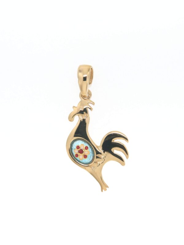Pendentif coq petit modele bleu ciel