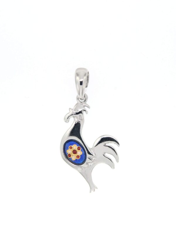 Pendentif coq petit modele bleu de bresse