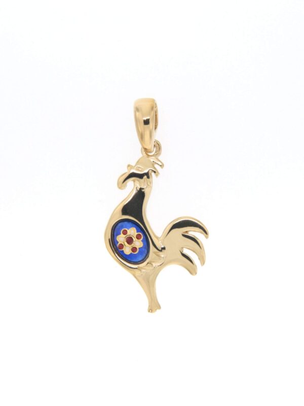 Pendentif coq petit modele bleu de bresse