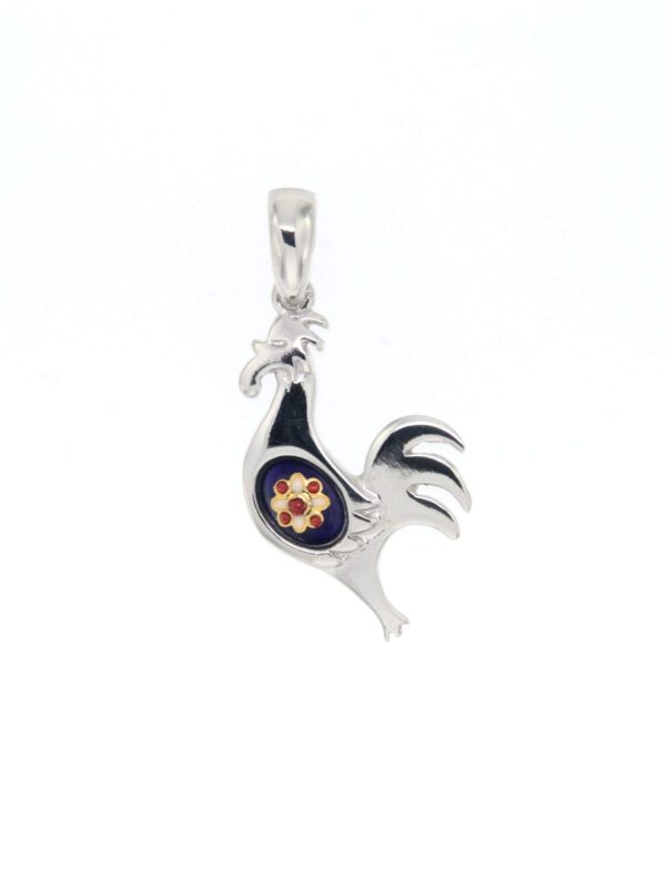 Pendentif coq petit modele bleu de sèvres