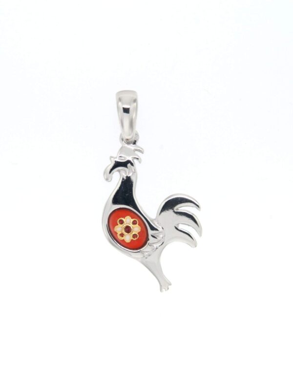 Pendentif coq petit modele orange