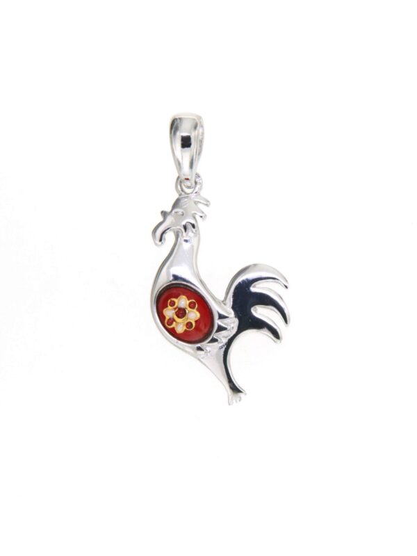 Pendentif coq petit modele  rouge cerise