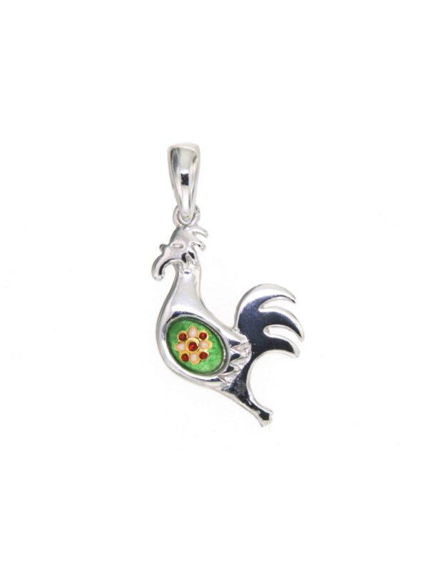 Pendentif coq petit modele vert chartreuse