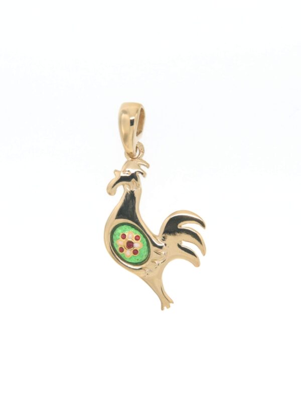 Pendentif coq petit modele vert chartreuse